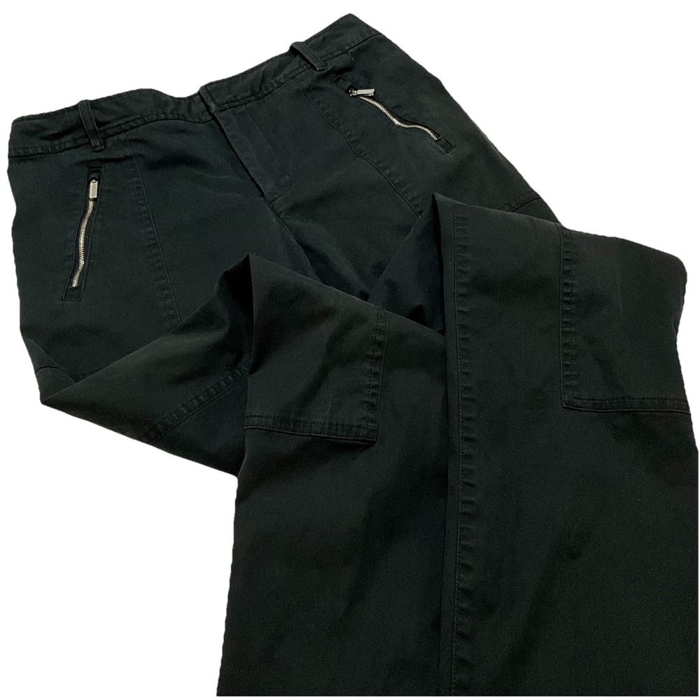 Black‎ Utility Pants Zipper Accents Cargo Style Casual Everyday